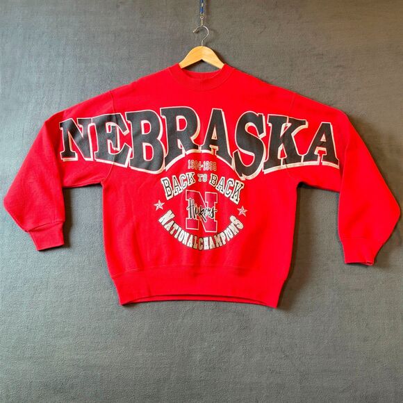 Vintage Nebraska Sweatshirt Cornhuskers Back to Back National Champs 94-95 Large - Picture 1 of 10